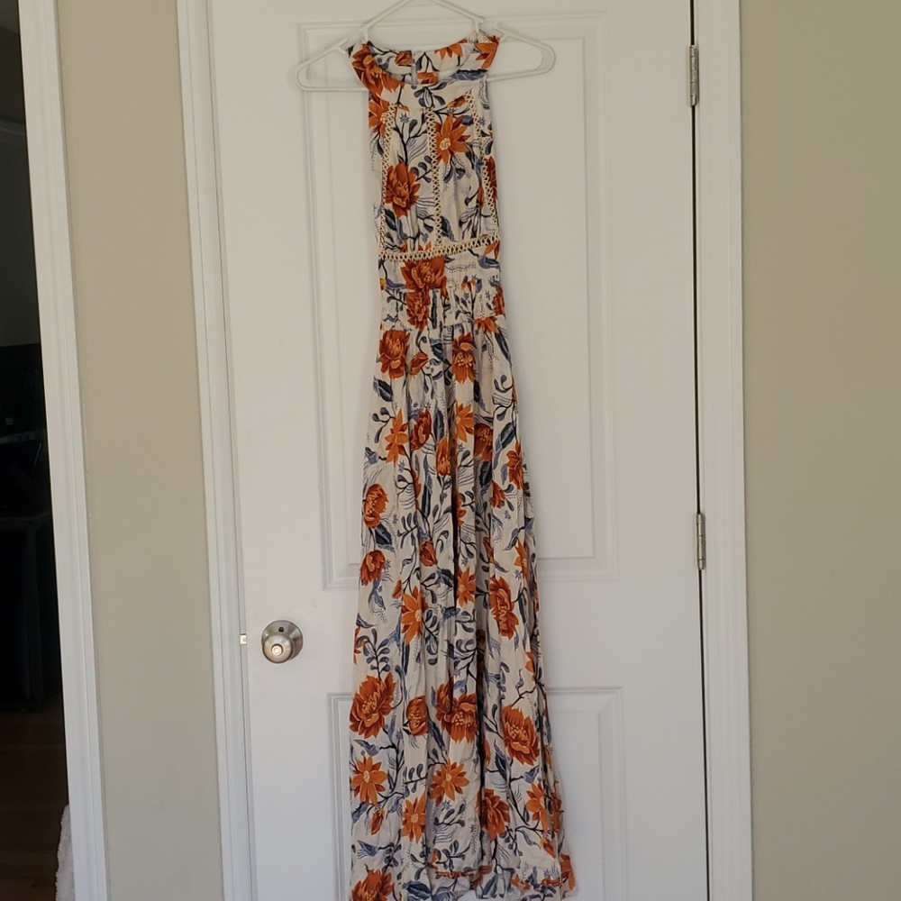 XS Maxi Dress - blue and orange